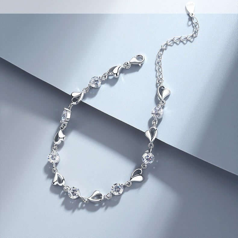 S999 Pure Silver Heart of the Ocean Bracelet