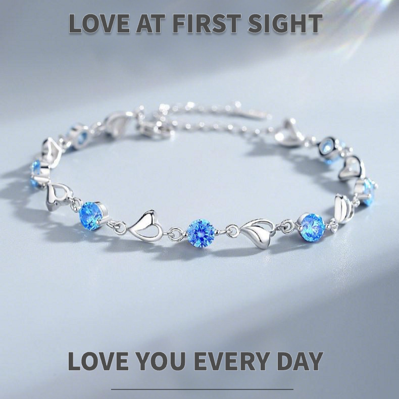 S999 Pure Silver Heart of the Ocean Bracelet