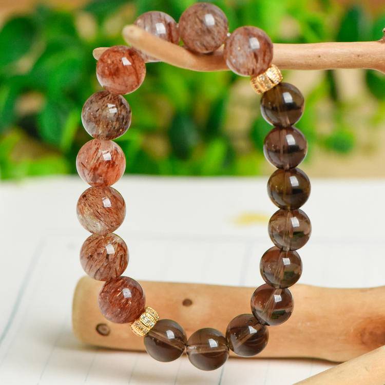 Smoky Quartz & Black Rutilated Quartz Energy Bracelet