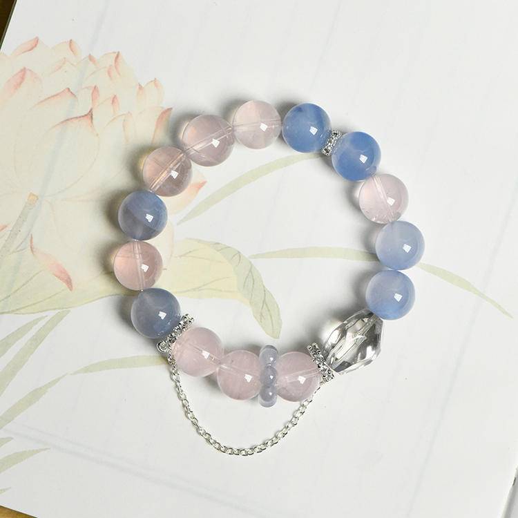 Rose Quartz, Blue Lace Agate & Clear Quartz Energy Bracelet