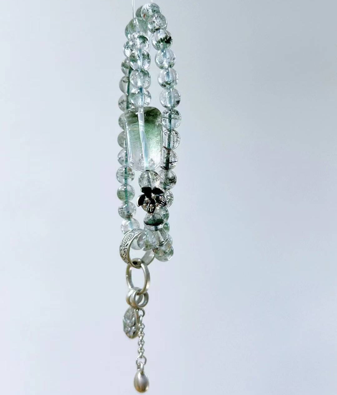 Brazilian Green Phantom Quartz Bracelet with Manifestation Pendant