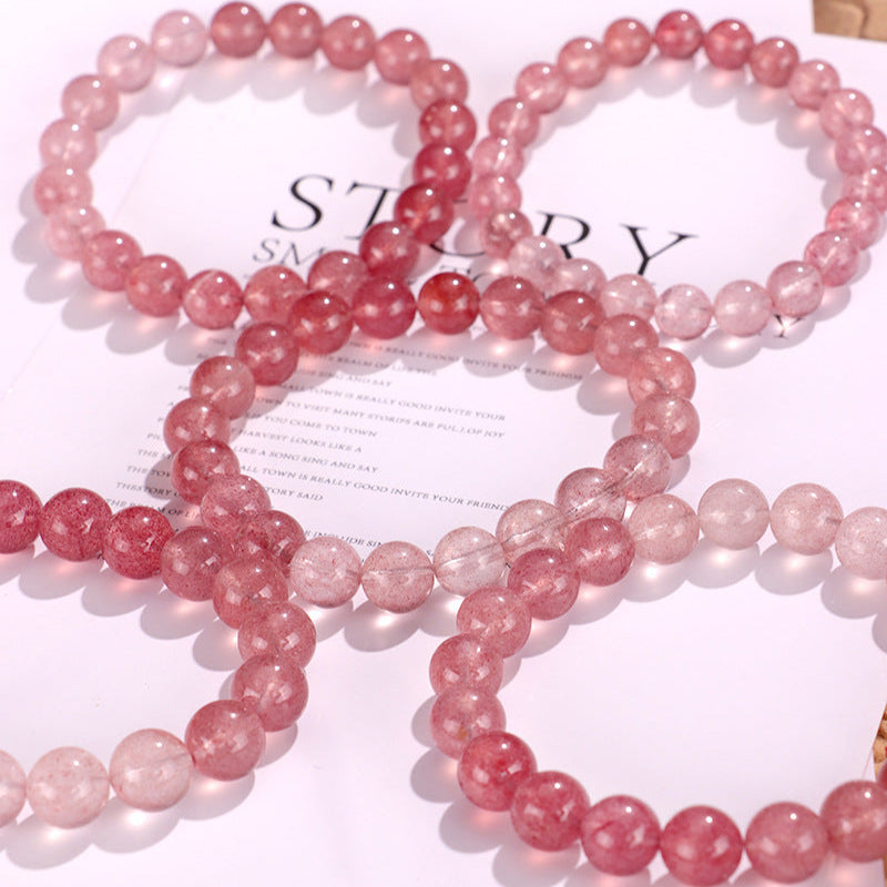 Natural Strawberry Quartz Beaded Bracelet
