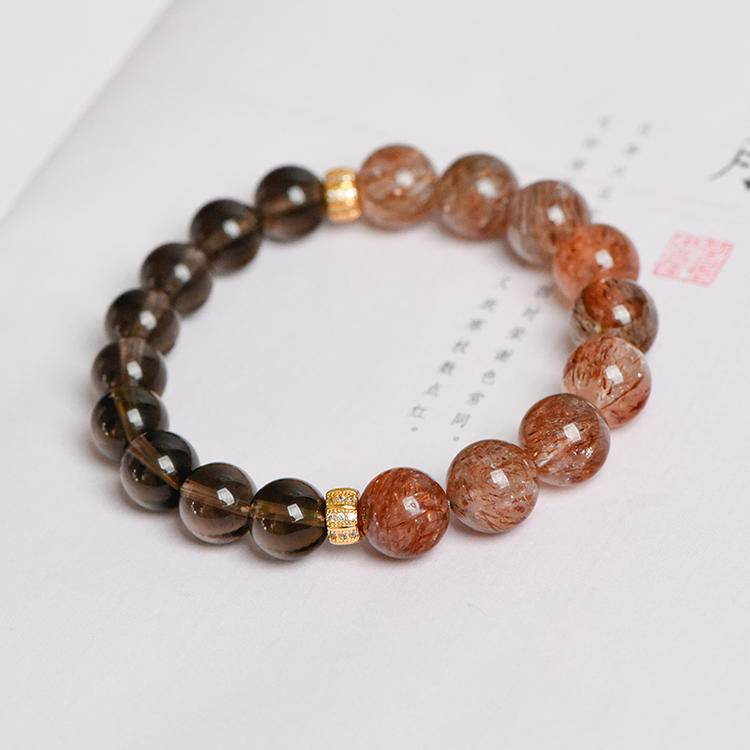 Smoky Quartz & Black Rutilated Quartz Energy Bracelet