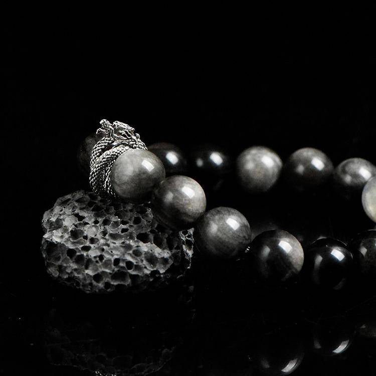 Black Obsidian & Moonstone Energy Bracelet