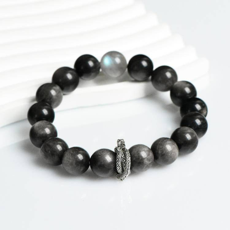Black Obsidian & Moonstone Energy Bracelet