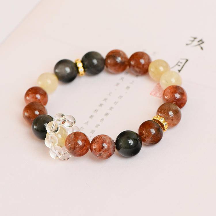 Black Obsidian & Rutilated Quartz Energy Bracelet