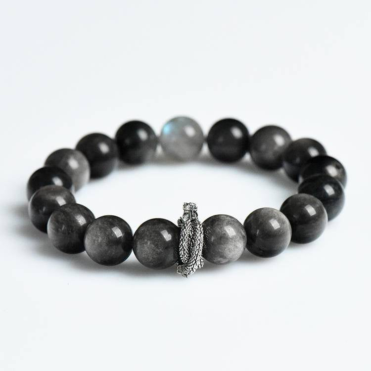 Black Obsidian & Moonstone Energy Bracelet