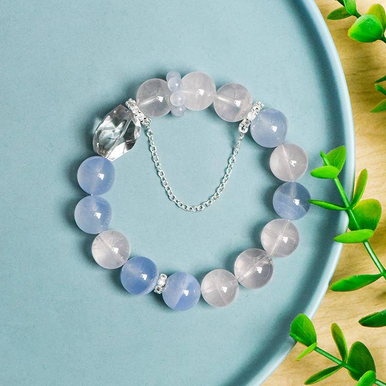 Rose Quartz, Blue Lace Agate & Clear Quartz Energy Bracelet
