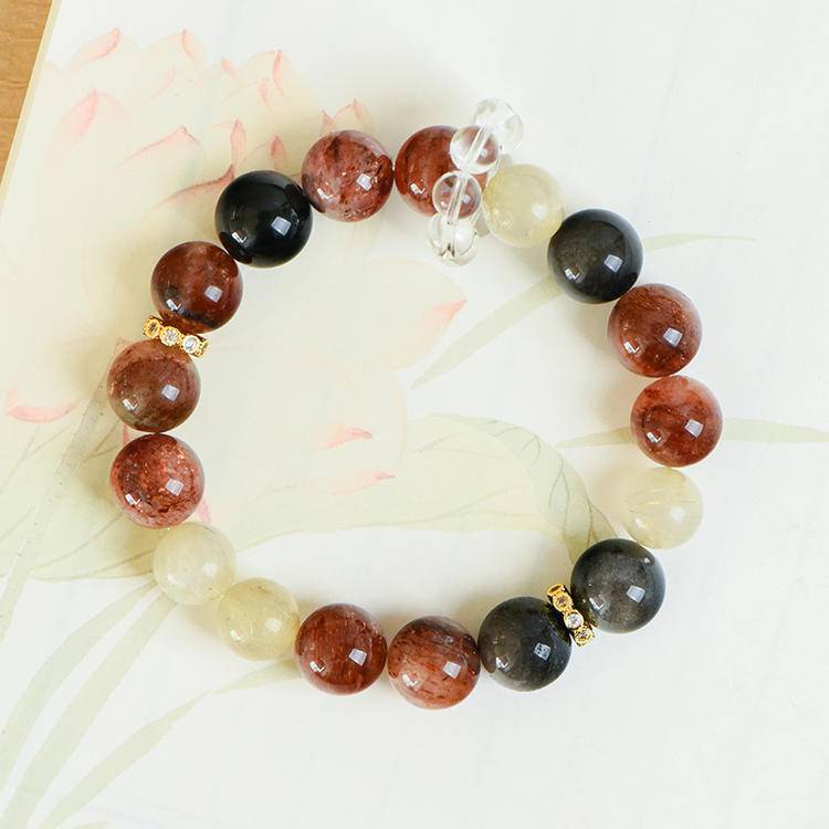 Black Obsidian & Rutilated Quartz Energy Bracelet