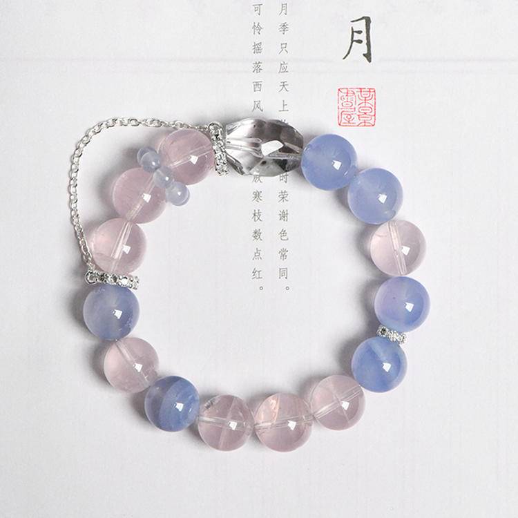 Rose Quartz, Blue Lace Agate & Clear Quartz Energy Bracelet