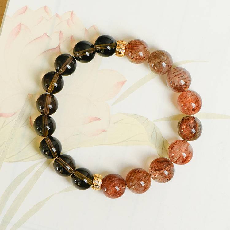 Smoky Quartz & Black Rutilated Quartz Energy Bracelet