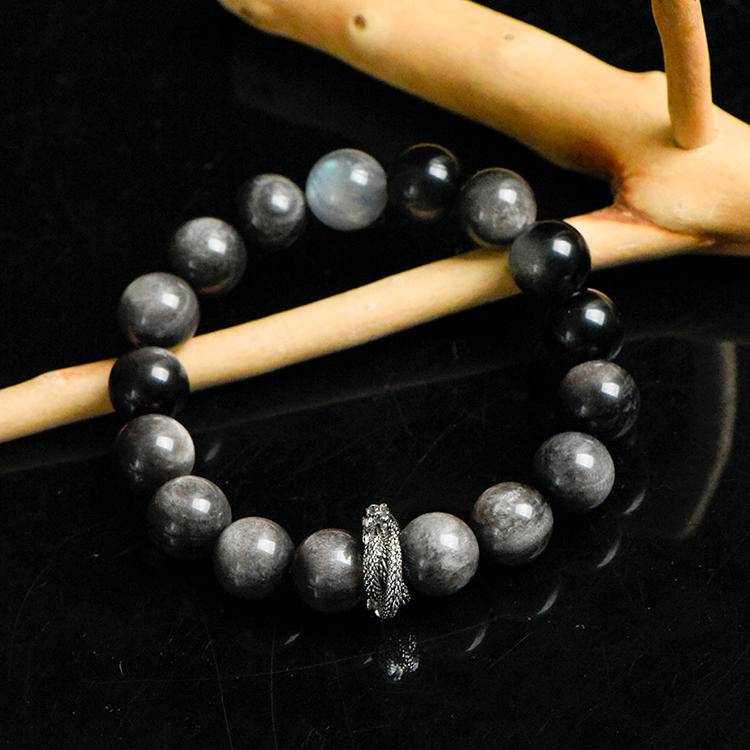Black Obsidian & Moonstone Energy Bracelet