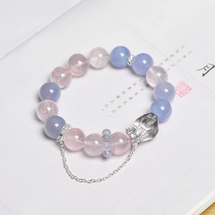Rose Quartz, Blue Lace Agate & Clear Quartz Energy Bracelet