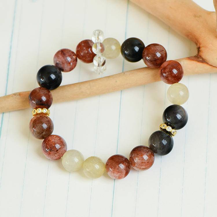 Black Obsidian & Rutilated Quartz Energy Bracelet