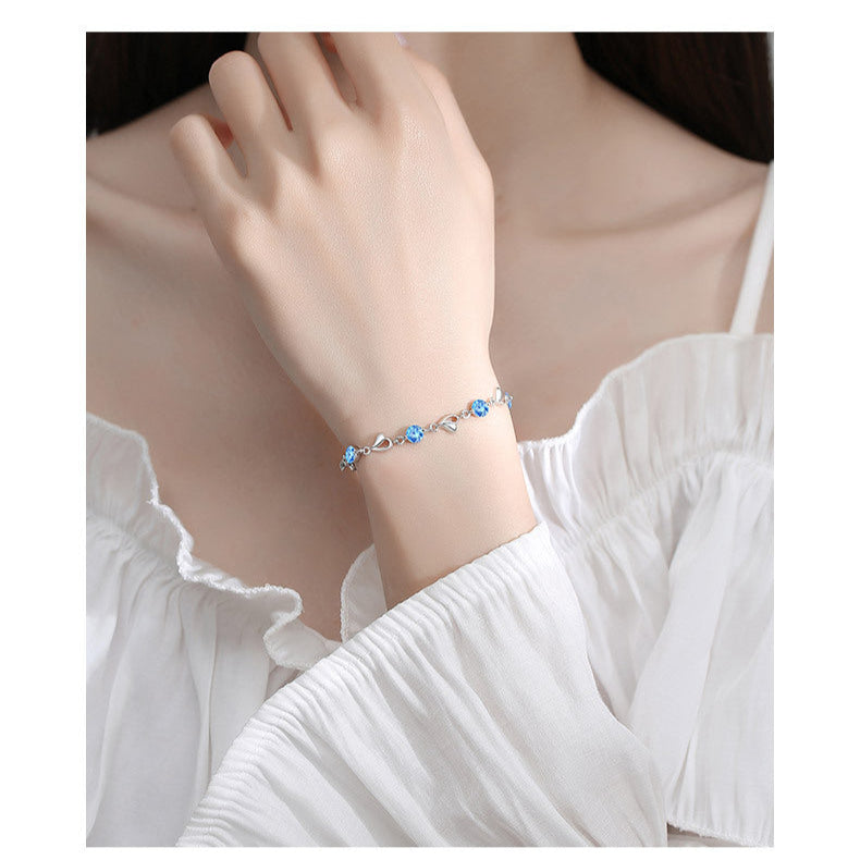 S999 Pure Silver Heart of the Ocean Bracelet