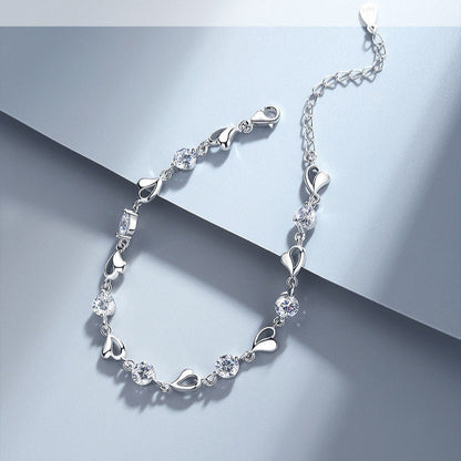 S999 Pure Silver Heart of the Ocean Bracelet