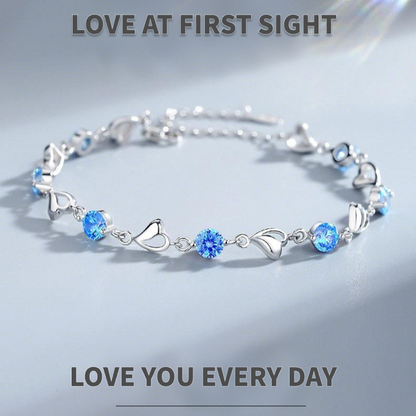 S999 Pure Silver Heart of the Ocean Bracelet