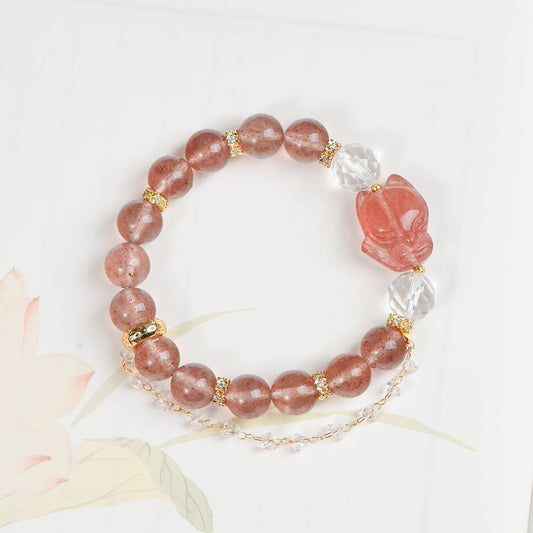 Strawberry Quartz & Clear Quartz Energy Bracelet