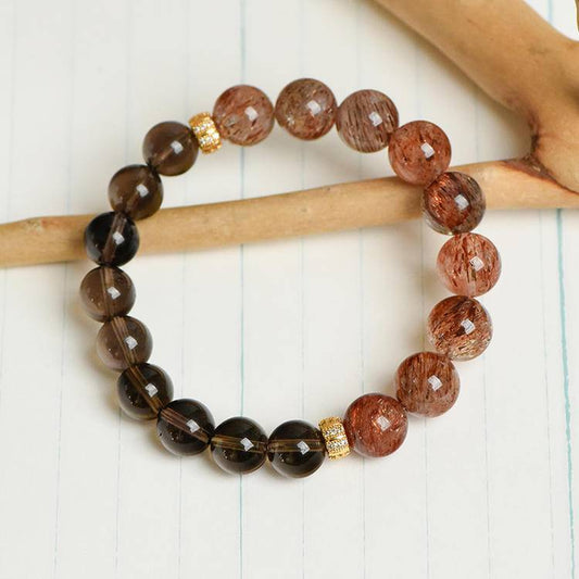 Smoky Quartz & Black Rutilated Quartz Energy Bracelet
