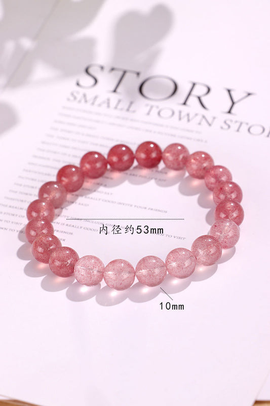 Natural Strawberry Quartz Beaded Bracelet