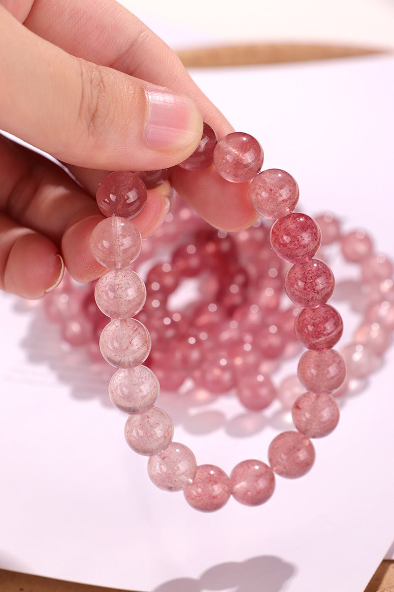 Natural Strawberry Quartz Beaded Bracelet