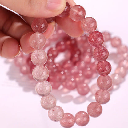 Natural Strawberry Quartz Beaded Bracelet