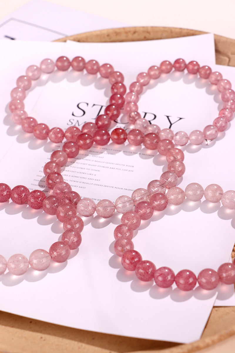 Natural Strawberry Quartz Beaded Bracelet