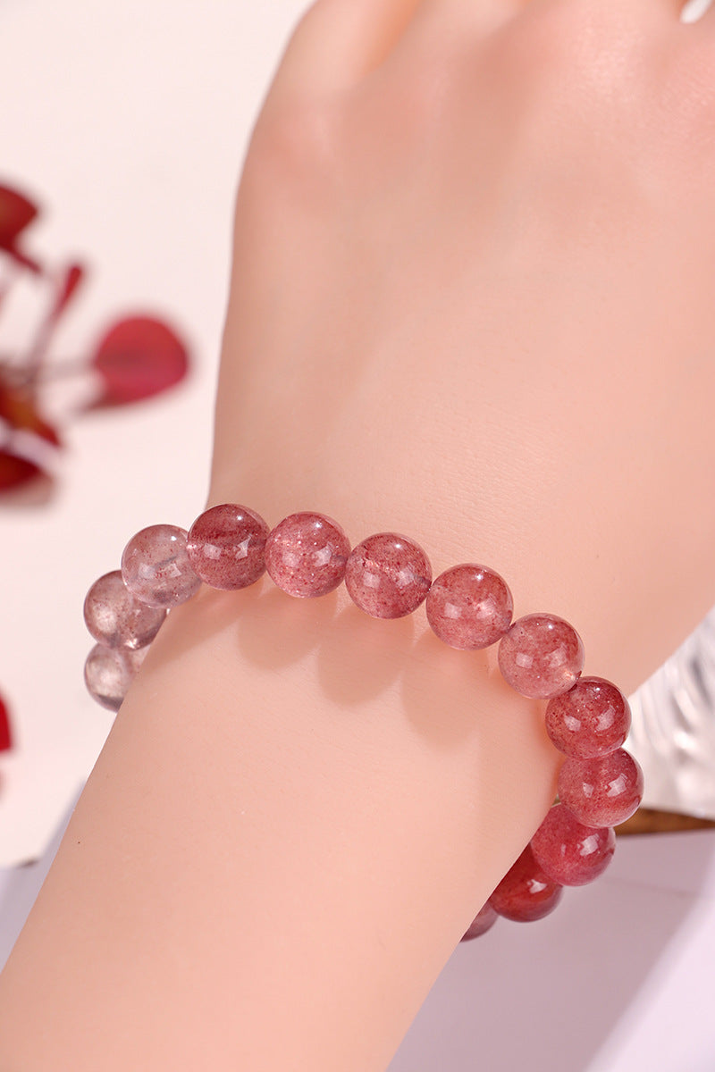 Natural Strawberry Quartz Beaded Bracelet