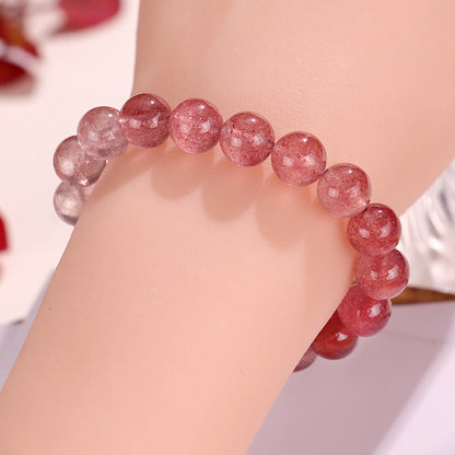Natural Strawberry Quartz Beaded Bracelet