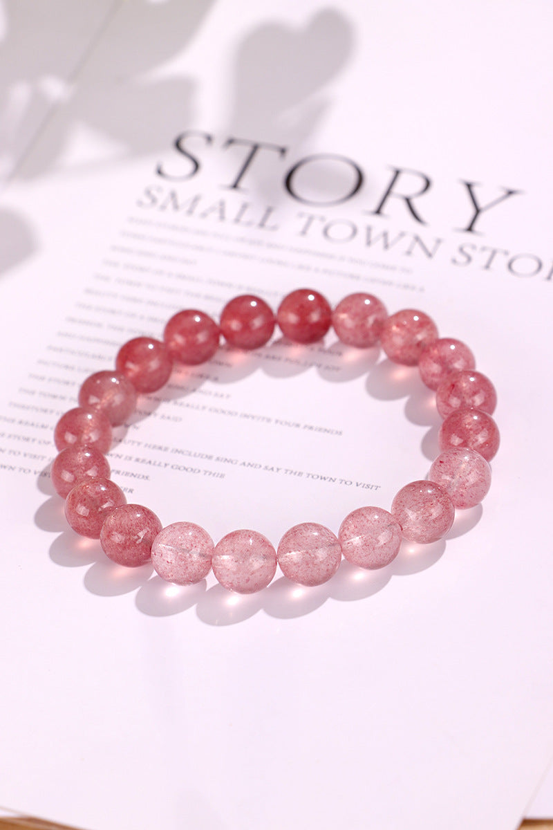 Natural Strawberry Quartz Beaded Bracelet