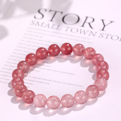 Natural Strawberry Quartz Beaded Bracelet