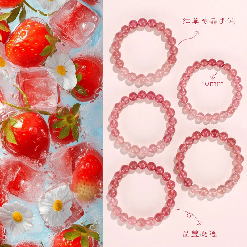 Natural Strawberry Quartz Beaded Bracelet