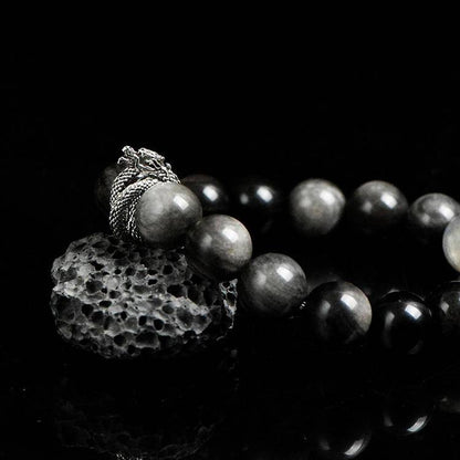 Black Obsidian & Moonstone Energy Bracelet