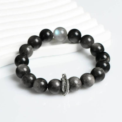 Black Obsidian & Moonstone Energy Bracelet