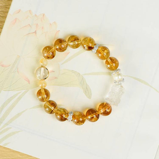 Golden Titanium Quartz & White Crystal Bracelet