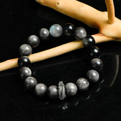 Black Obsidian & Moonstone Energy Bracelet