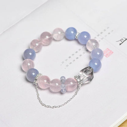 Rose Quartz, Blue Lace Agate & Clear Quartz Energy Bracelet