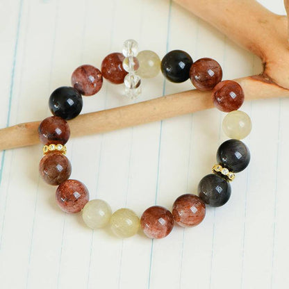 Black Obsidian & Rutilated Quartz Energy Bracelet